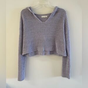 Aeropostale purple chunky knit cropped hooded sweater women’s size M